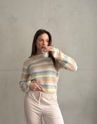 Gestreifter Pastell Pullover mit Rundhals - Switch - Fashion