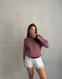 Gestreifter Pullover mit abgesetzter Naht