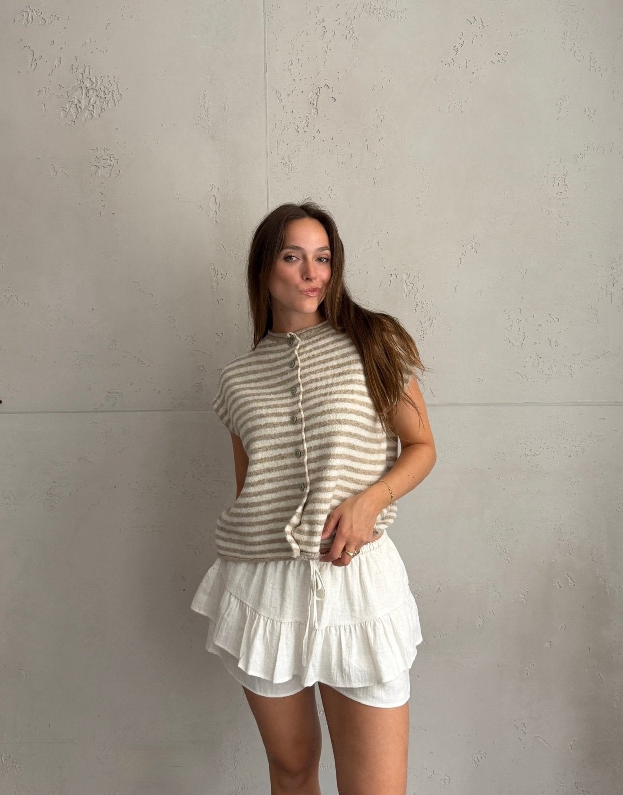 Gestreifter Pullunder mit Knopfleiste - Switch-Fashion