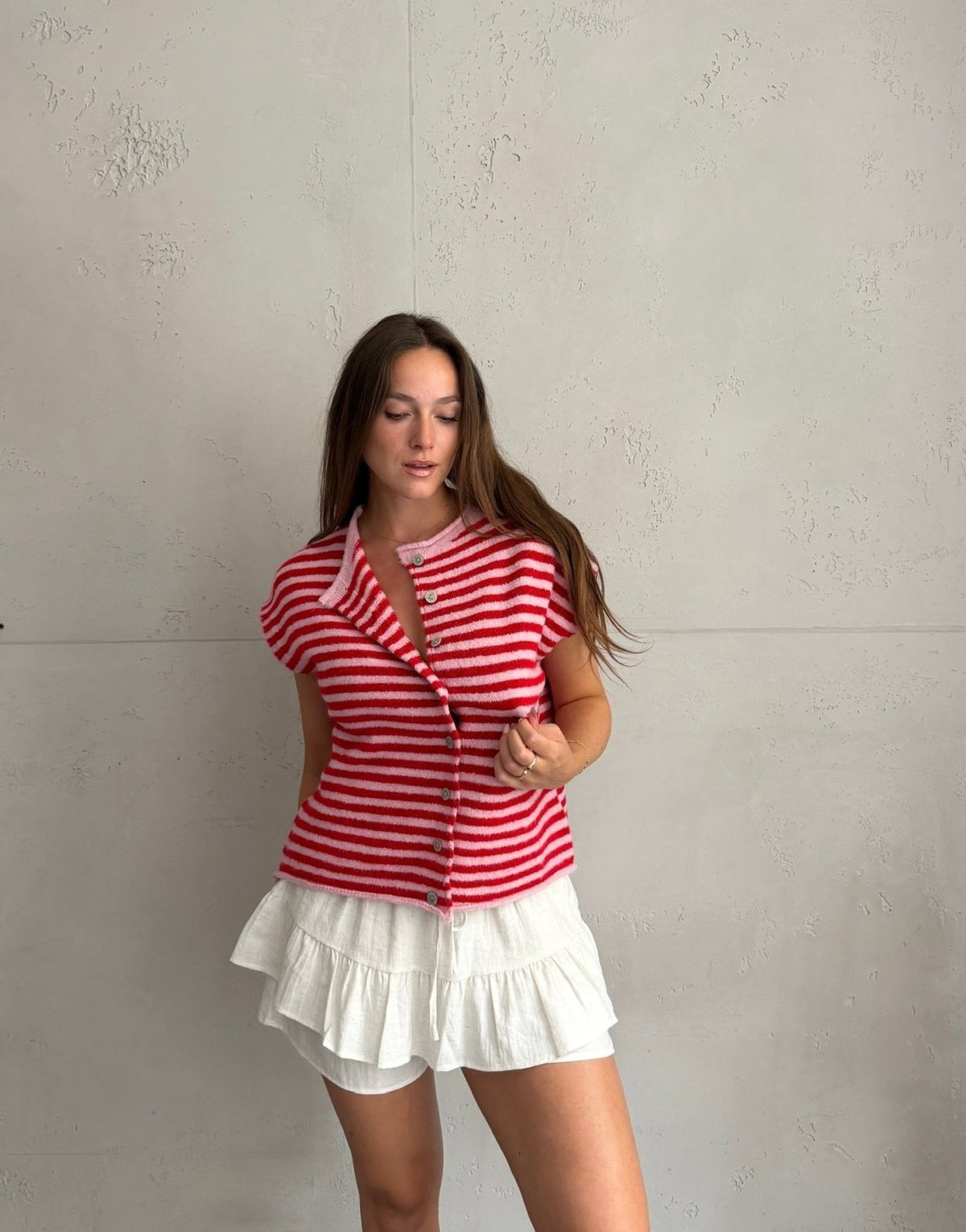 Gestreifter Pullunder mit Knopfleiste - Switch-Fashion