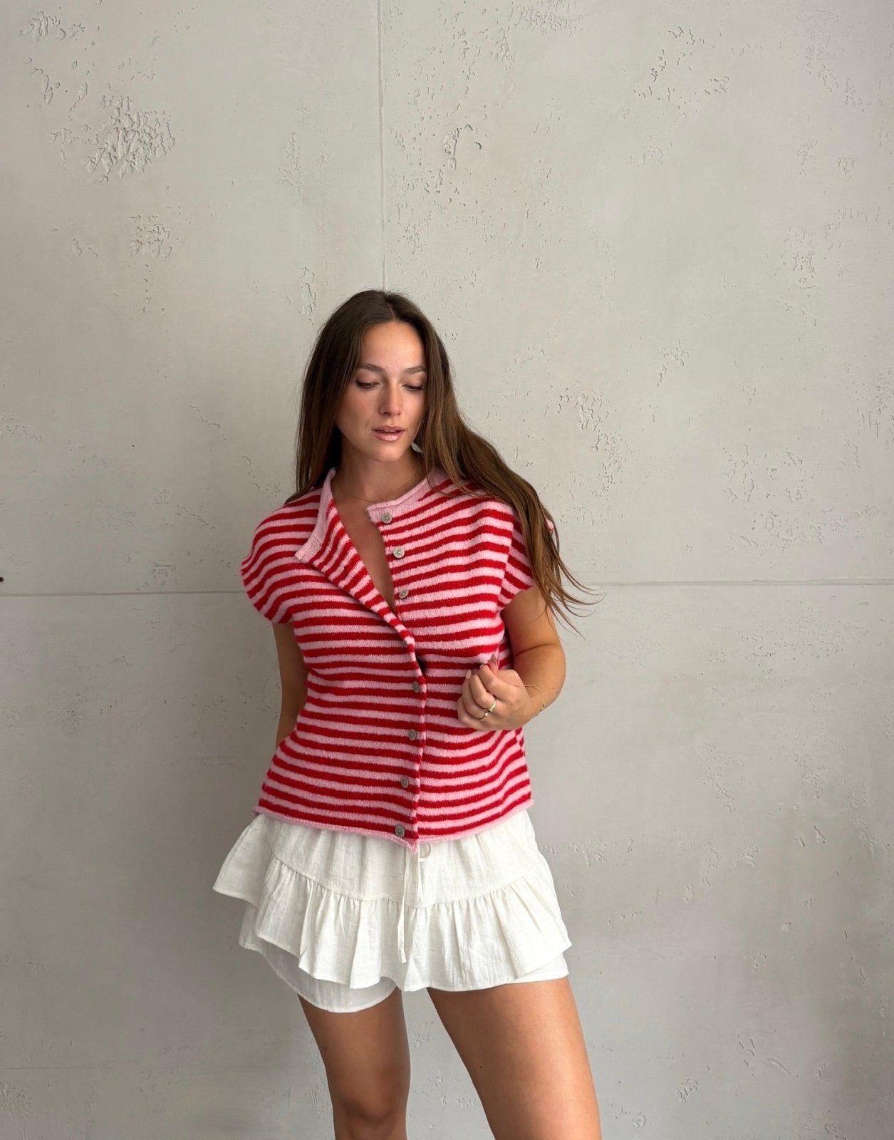 Gestreifter Pullunder mit Knopfleiste - Switch-Fashion