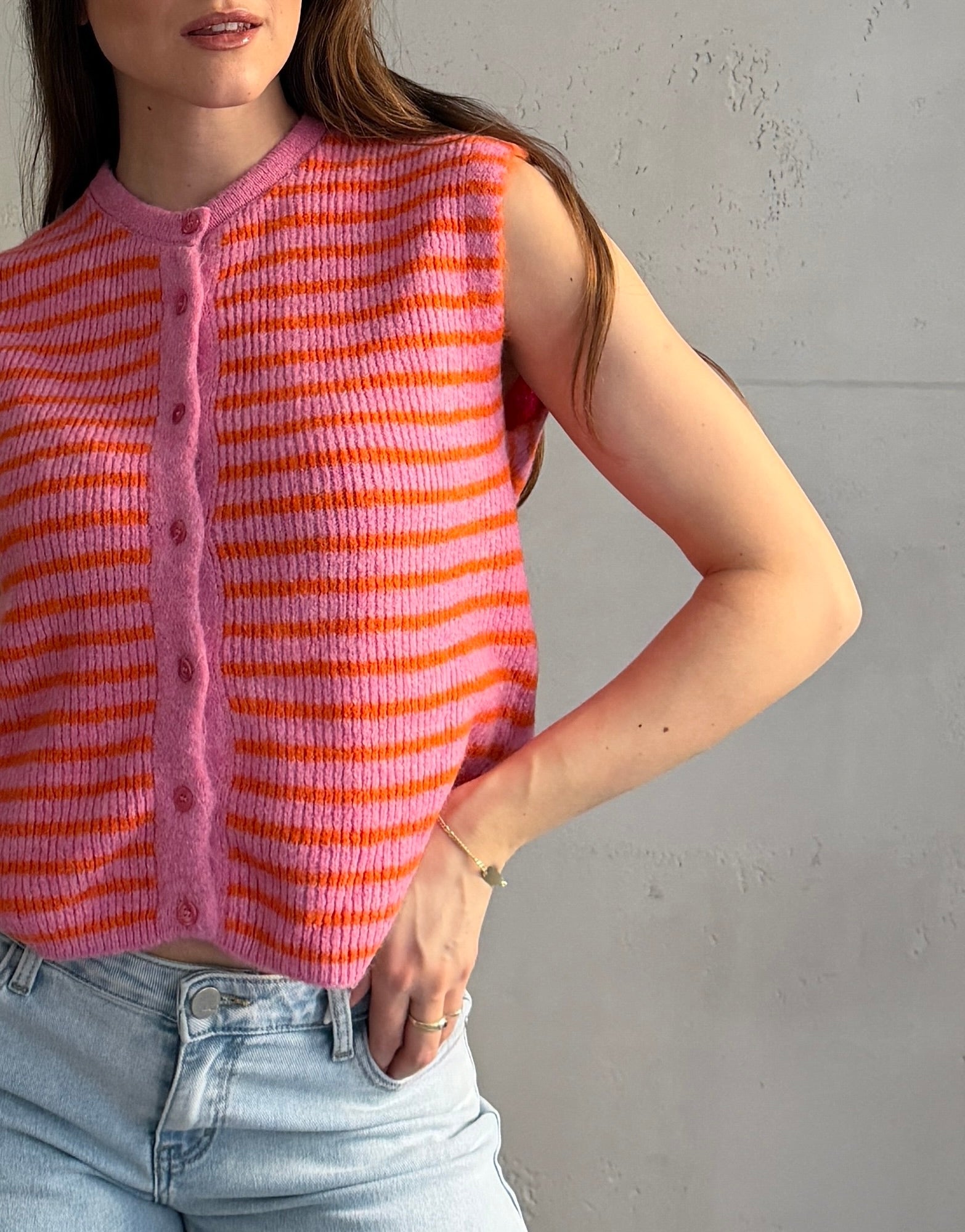 Gestreifter Pullunder mit Knopfleiste - Switch - Fashion