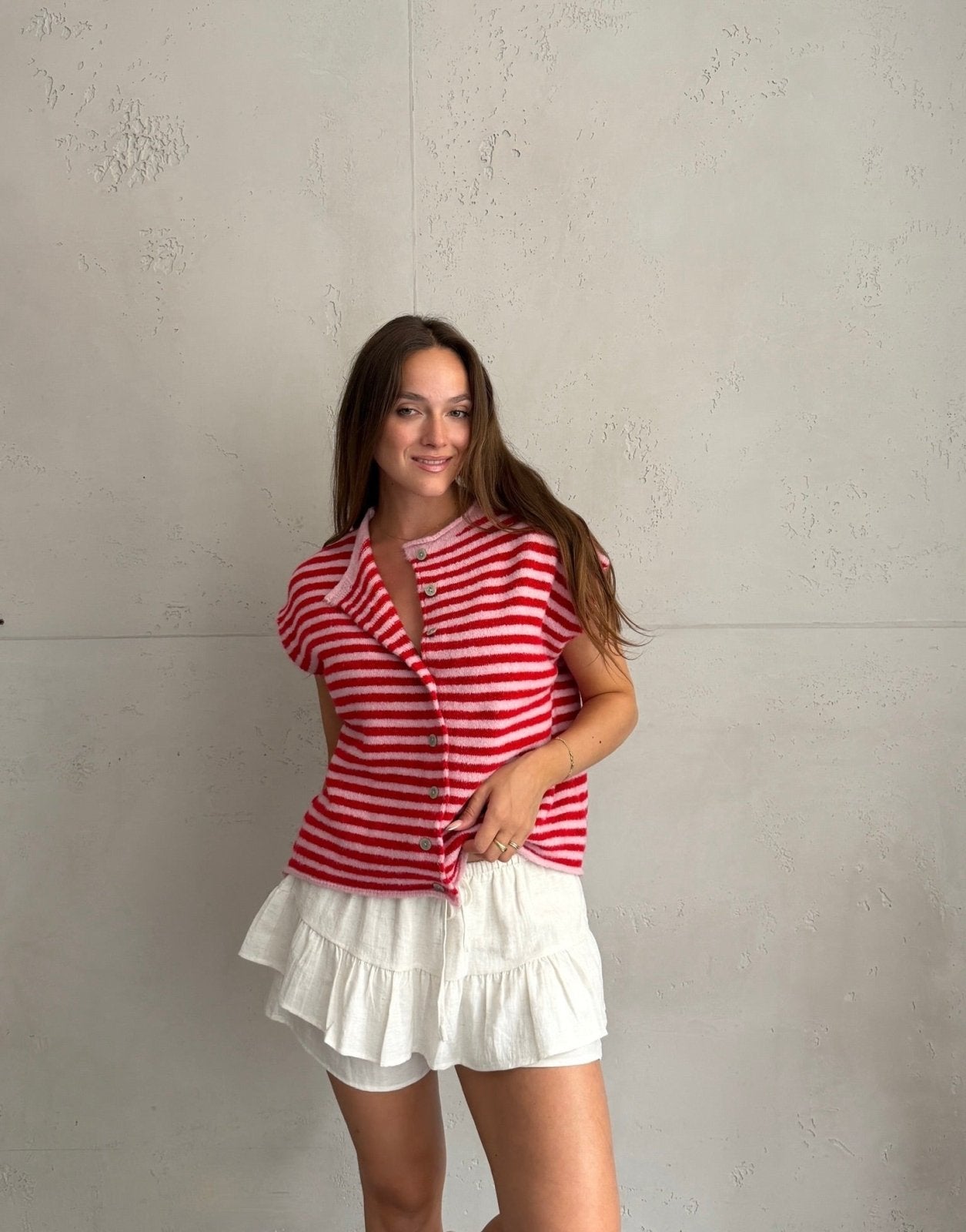 Gestreifter Pullunder mit Knopfleiste - Switch-Fashion