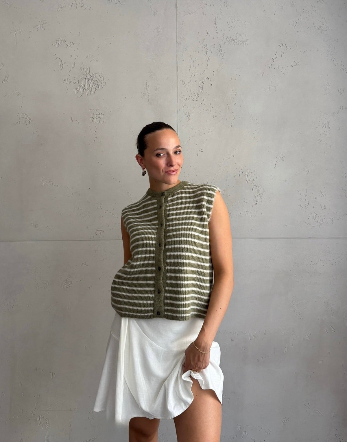 Gestreifter Pullunder mit Knopfleiste - Switch-Fashion