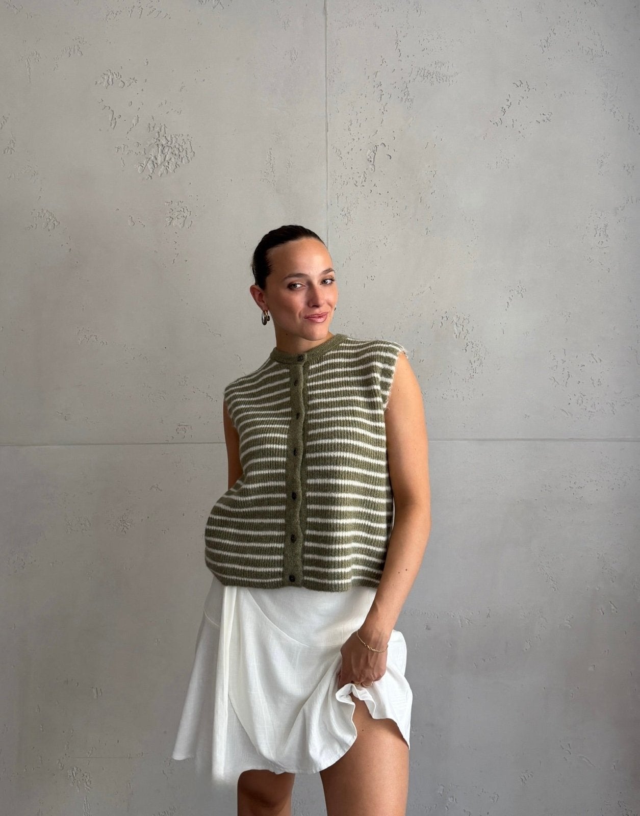 Gestreifter Pullunder mit Knopfleiste - Switch-Fashion