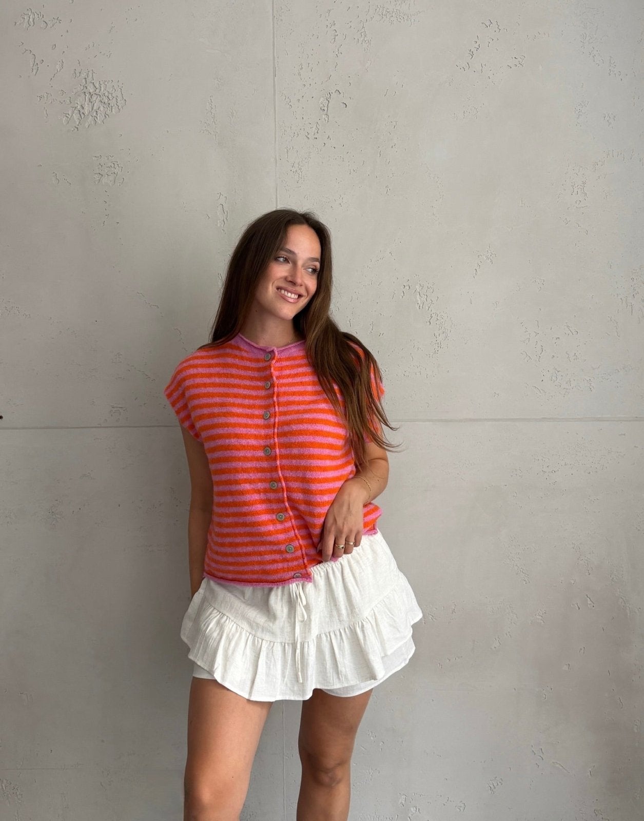 Gestreifter Pullunder mit Knopfleiste - Switch-Fashion