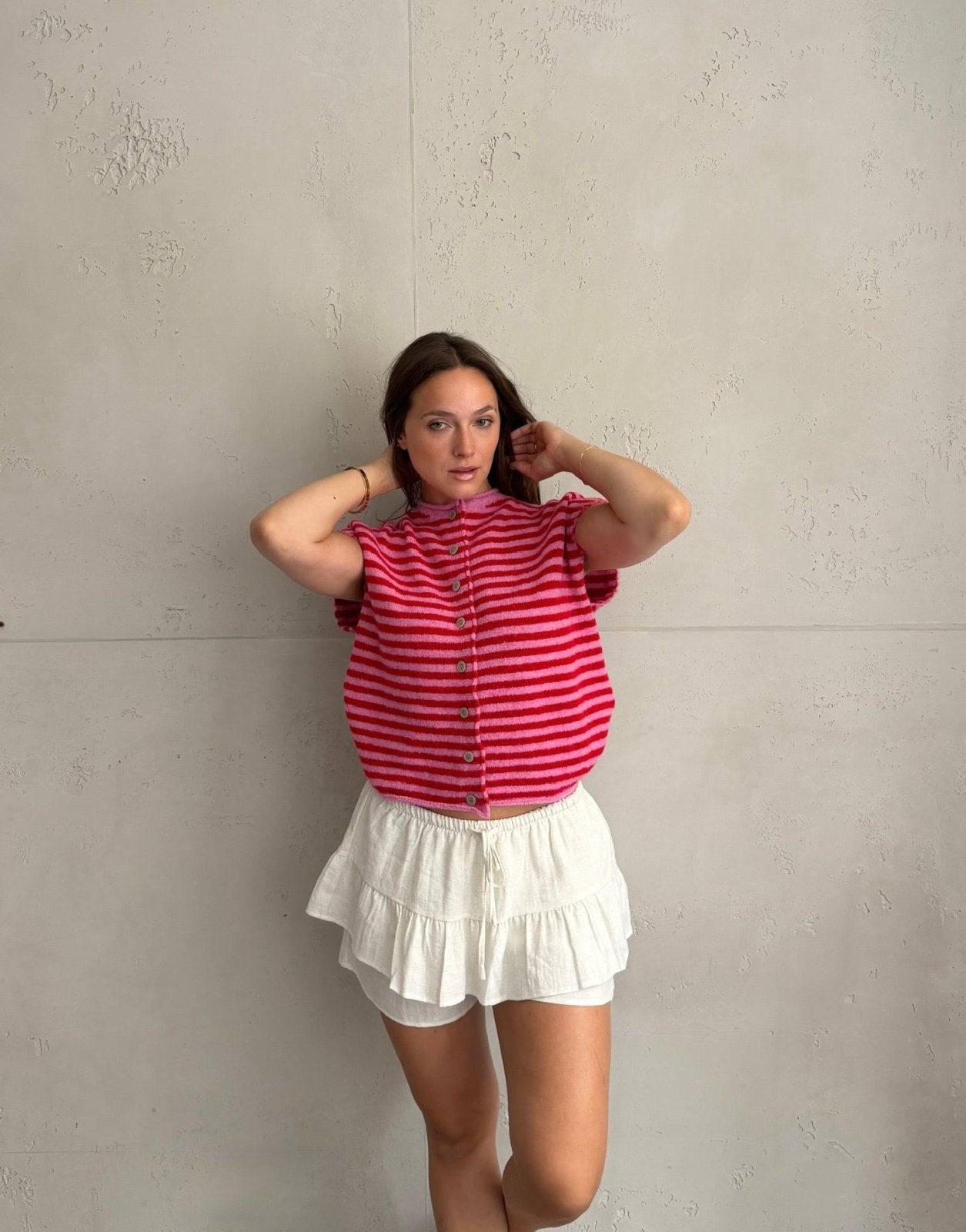 Gestreifter Pullunder mit Knopfleiste - Switch-Fashion