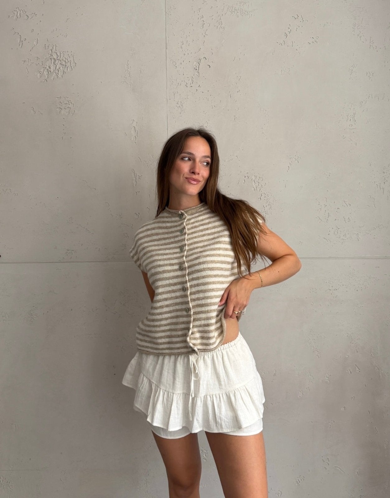Gestreifter Pullunder mit Knopfleiste - Switch-Fashion