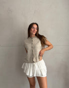 Gestreifter Pullunder mit Knopfleiste - Switch-Fashion