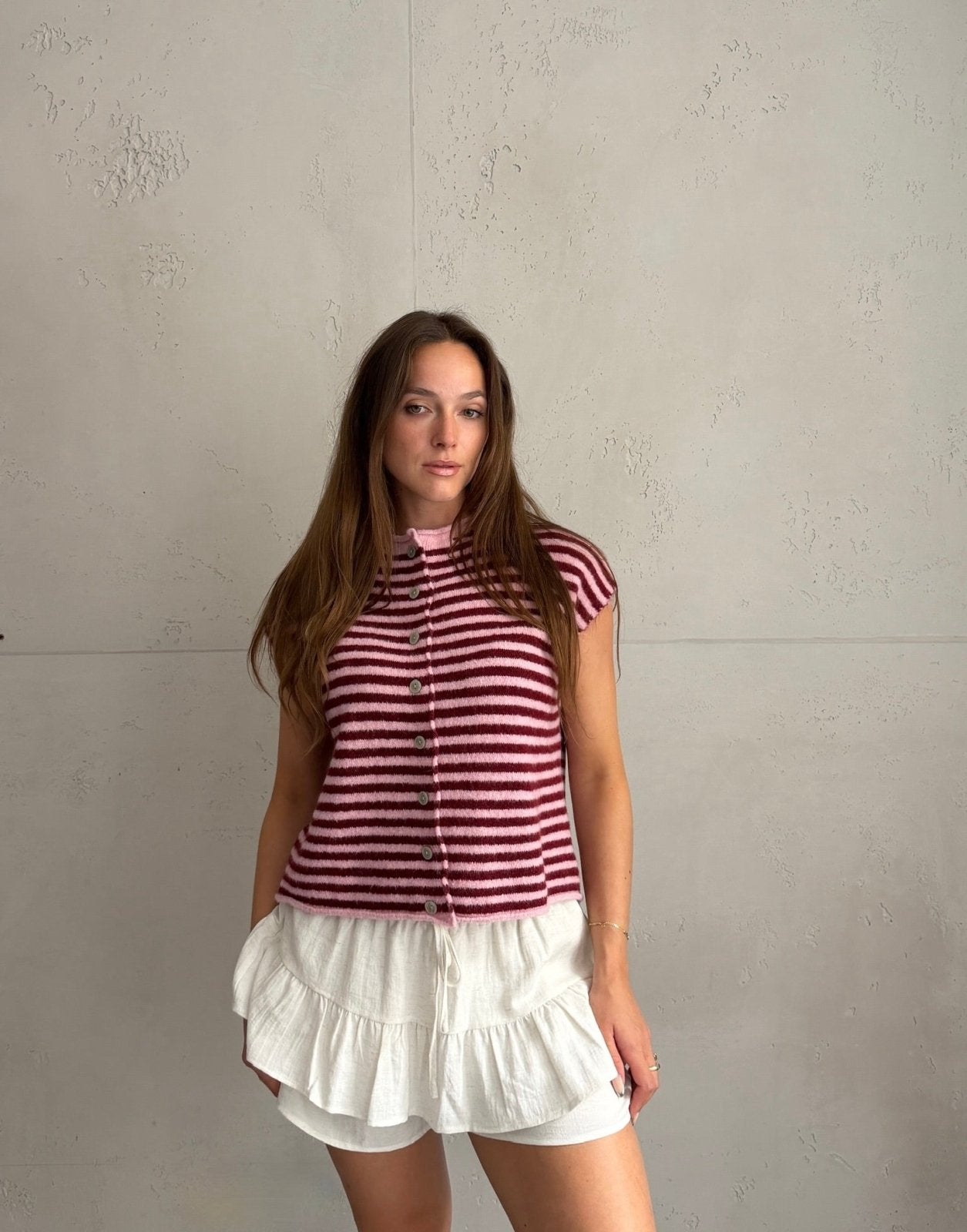 Gestreifter Pullunder mit Knopfleiste - Switch-Fashion