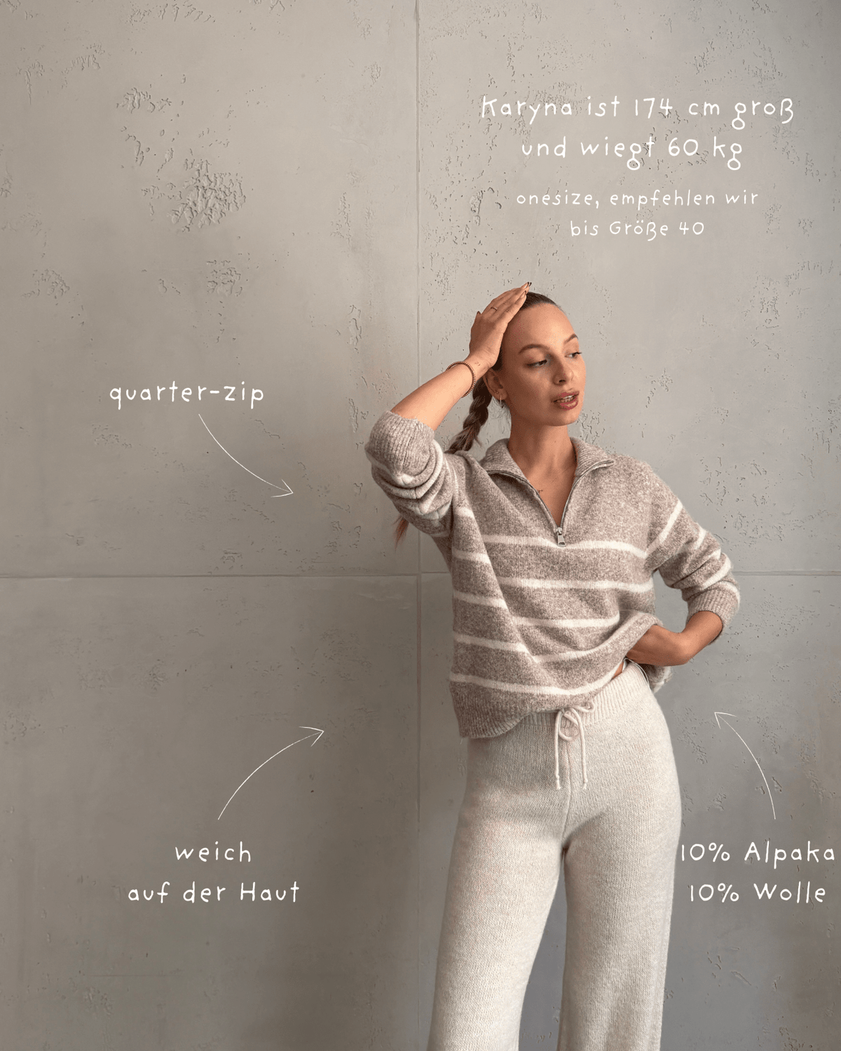 Gestreifter Quarterzip-Pullover mit Stehkragen - Switch-Fashion
