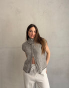 Gestreifter Zip - Pullunder - Switch - Fashion