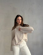 Gestreiftes Basic Longsleeve Shirt mit weitem Arm - Switch - Fashion