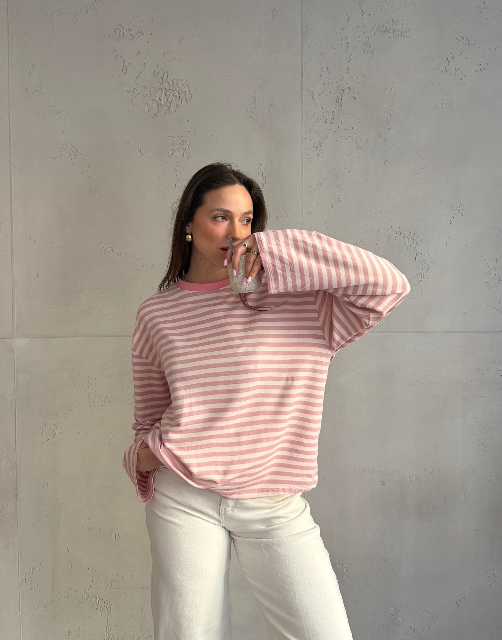 Gestreiftes Basic Longsleeve Shirt mit weitem Arm - Switch - Fashion