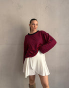 Gestreiftes Basic Longsleeve Shirt mit weitem Arm - Switch - Fashion