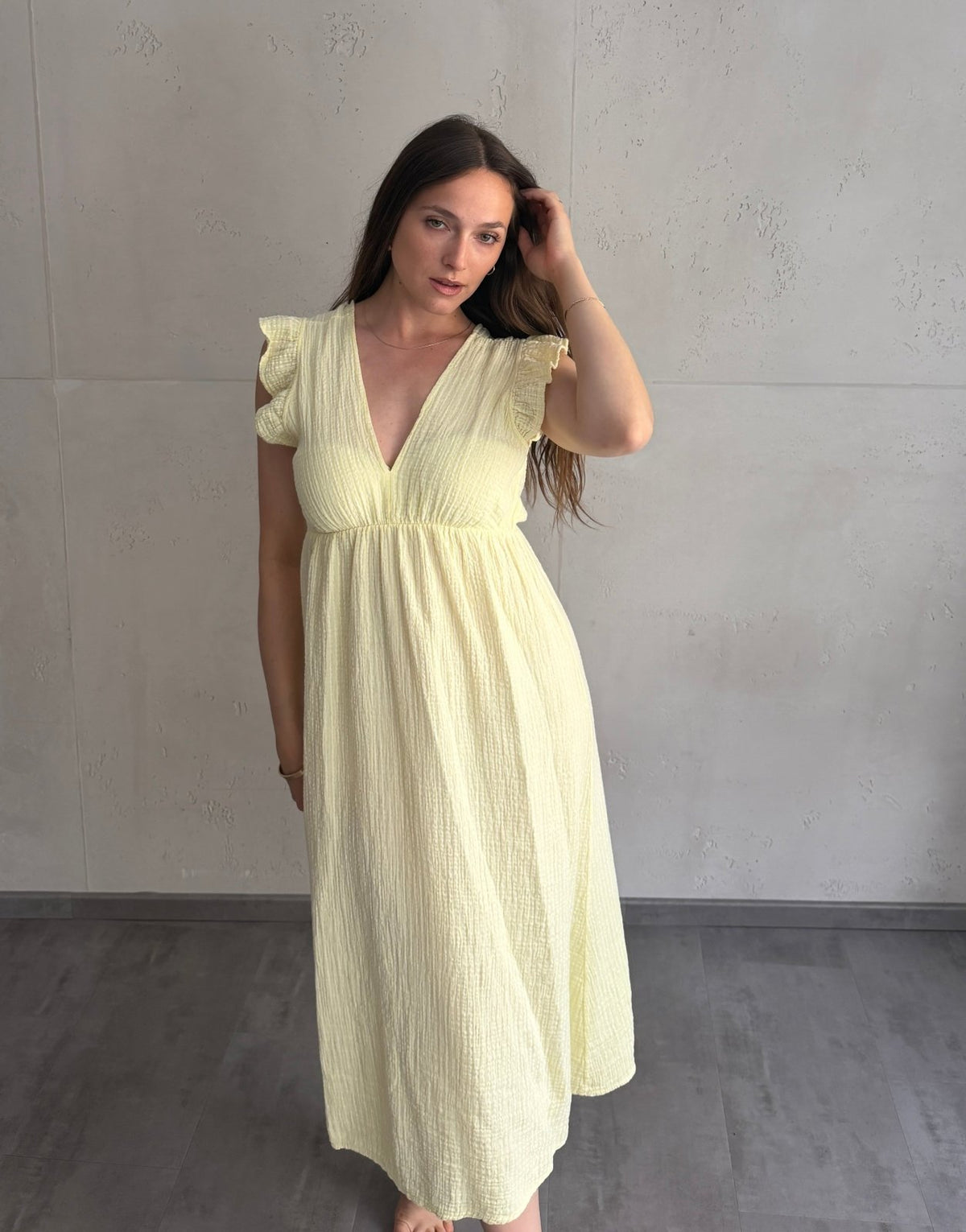 Gestreiftes Musselin Maxikleid mit Rückenausschnitt – Schmale Längsstreifen - Switch - Fashion