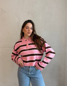 Gestreiftes Polo Strickshirt mit Goldenen Knöpfen - Switch - Fashion