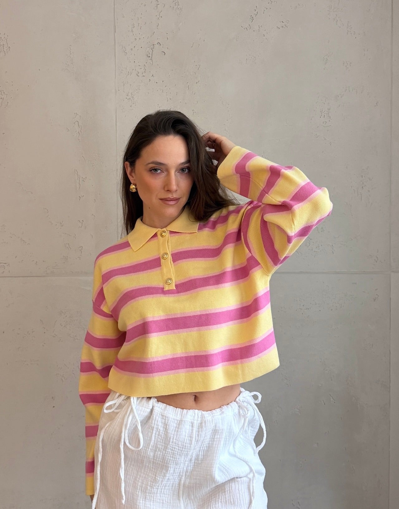 Gestreiftes Polo Strickshirt mit Goldenen Knöpfen - Switch - Fashion