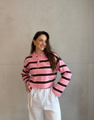 Gestreiftes Polo Strickshirt mit Goldenen Knöpfen - Switch - Fashion