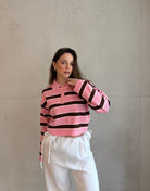 Gestreiftes Polo Strickshirt mit Goldenen Knöpfen - Switch - Fashion