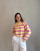 Gestreiftes Polo Strickshirt mit Goldenen Knöpfen - Switch - Fashion