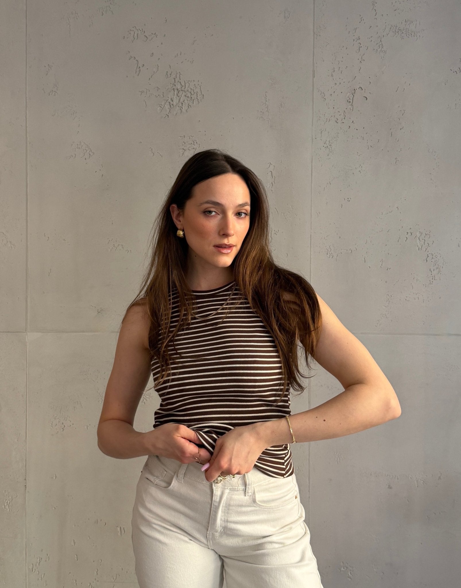 Gestreiftes Ripp - Top aus Baumwolle mit Rundhals - Switch - Fashion