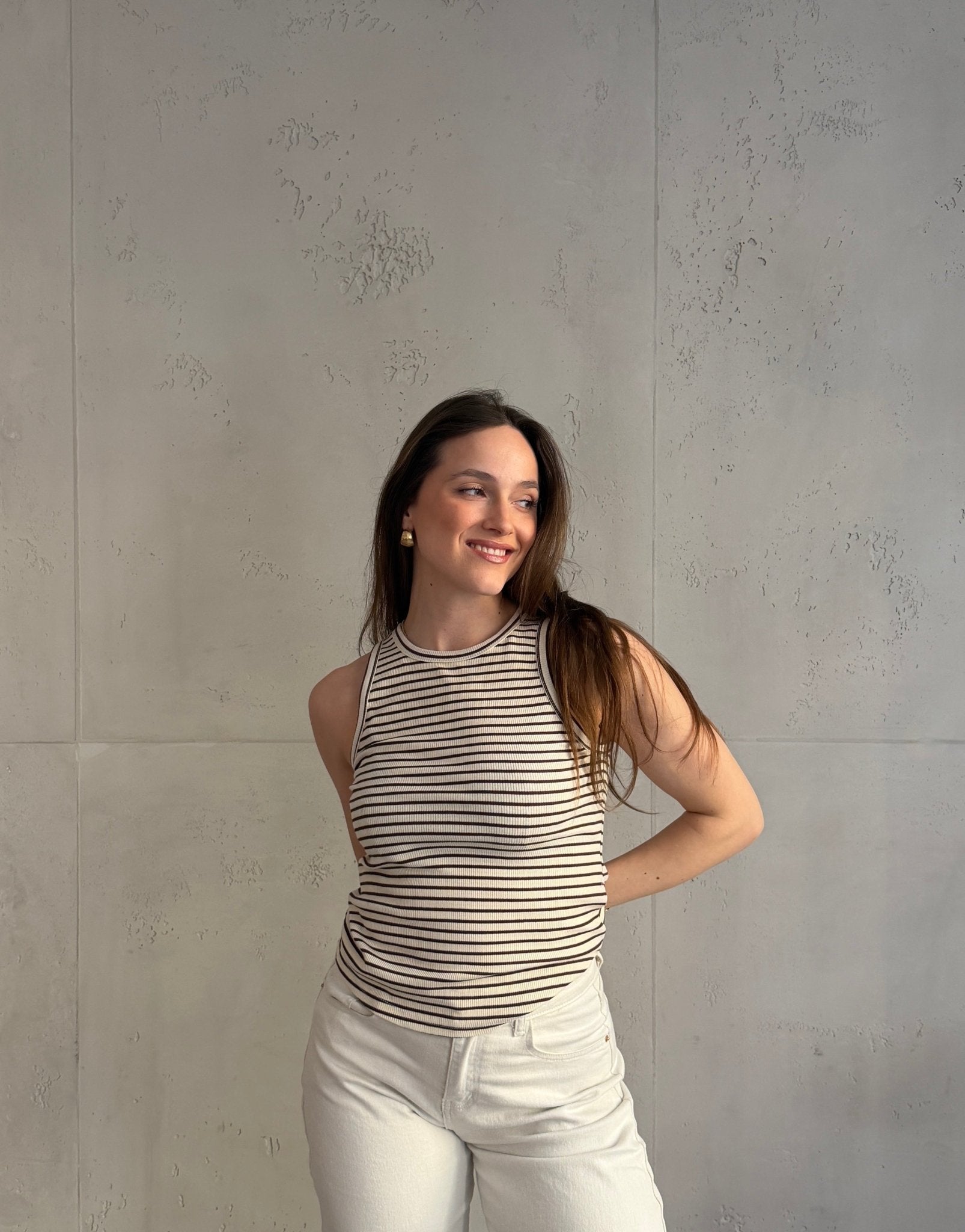 Gestreiftes Ripp - Top aus Baumwolle mit Rundhals - Switch - Fashion