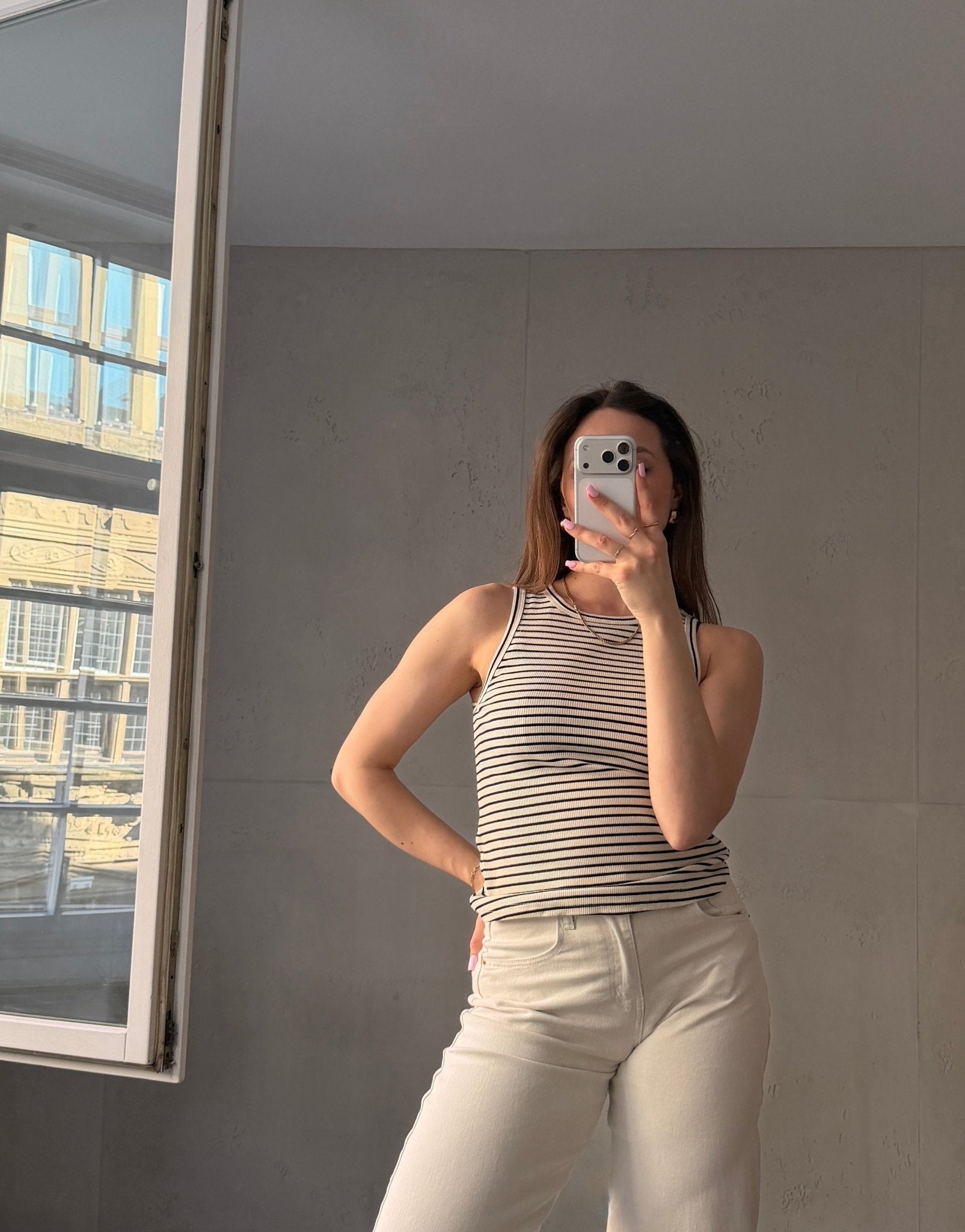 Gestreiftes Ripp - Top aus Baumwolle mit Rundhals - Switch - Fashion