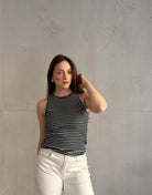 Gestreiftes Ripp - Top aus Baumwolle mit Rundhals - Switch - Fashion