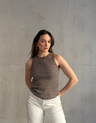 Gestreiftes Ripp - Top aus Baumwolle mit Rundhals - Switch - Fashion