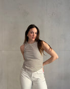 Gestreiftes Ripp - Top aus Baumwolle mit Rundhals - Switch - Fashion