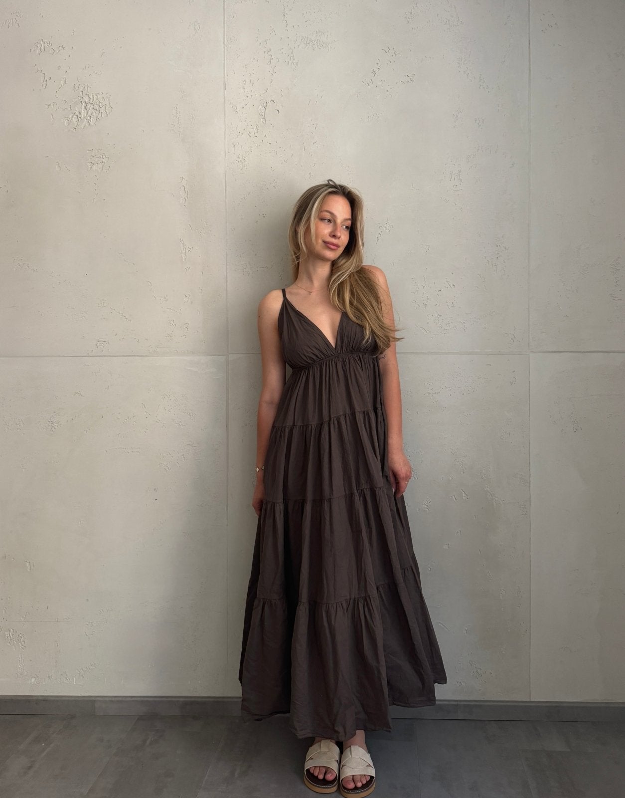 Gestuftes Maxi Kleid mit Spaghettiträgern – 100% Baumwolle - Switch - Fashion
