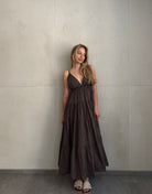 Gestuftes Maxi Kleid mit Spaghettiträgern – 100% Baumwolle - Switch - Fashion