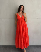 Gestuftes Maxi Kleid mit Spaghettiträgern – 100% Baumwolle - Switch-Fashion