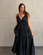 Gestuftes Maxi Kleid mit Spaghettiträgern – 100% Baumwolle - Switch-Fashion