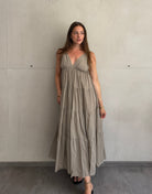 Gestuftes Maxi Kleid mit Spaghettiträgern – 100% Baumwolle - Switch-Fashion