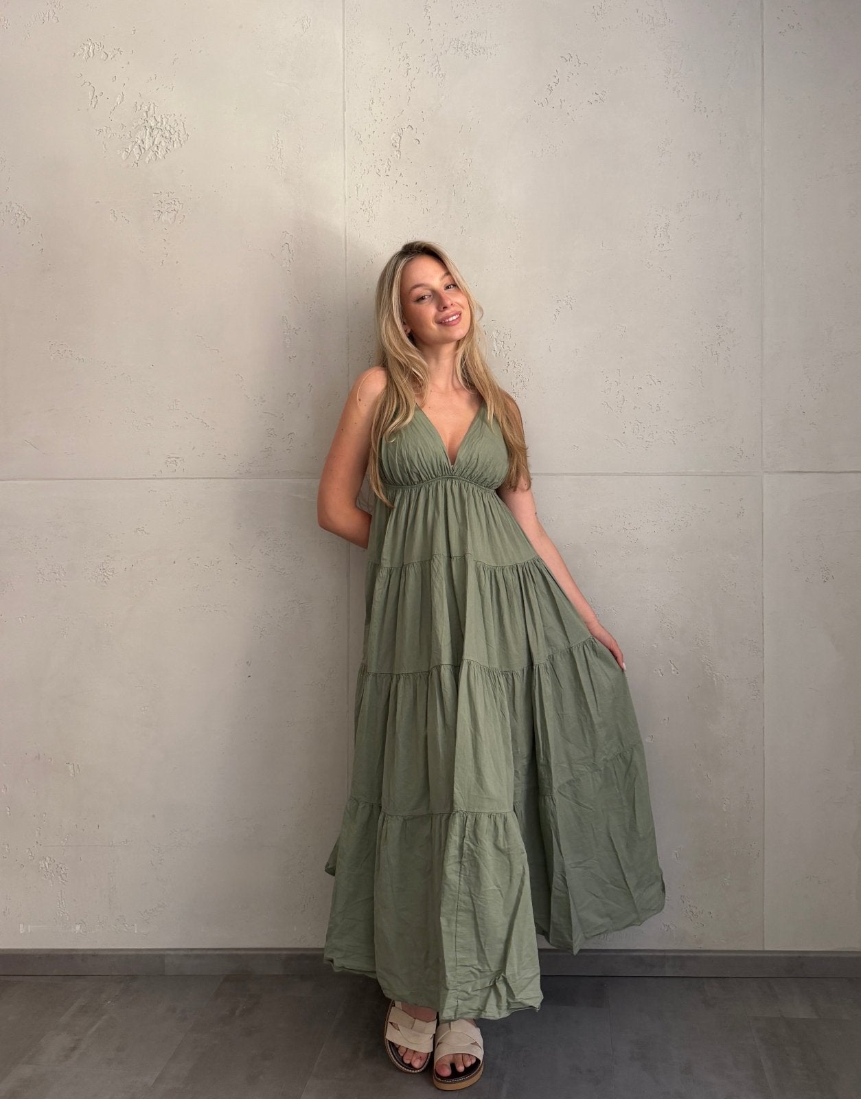 Gestuftes Maxi Kleid mit Spaghettiträgern – 100% Baumwolle - Switch - Fashion