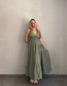 Gestuftes Maxi Kleid mit Spaghettiträgern – 100% Baumwolle - Switch - Fashion
