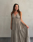 Gestuftes Maxi Kleid mit Spaghettiträgern – 100% Baumwolle - Switch-Fashion