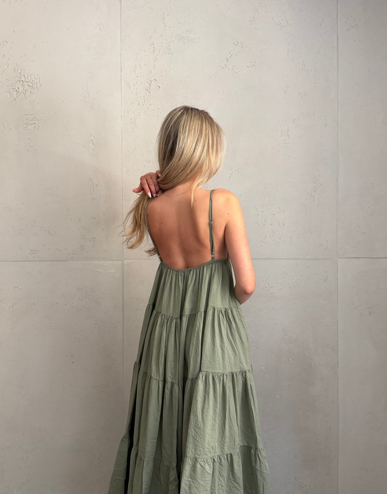 Gestuftes Maxi Kleid mit Spaghettiträgern – 100% Baumwolle - Switch - Fashion