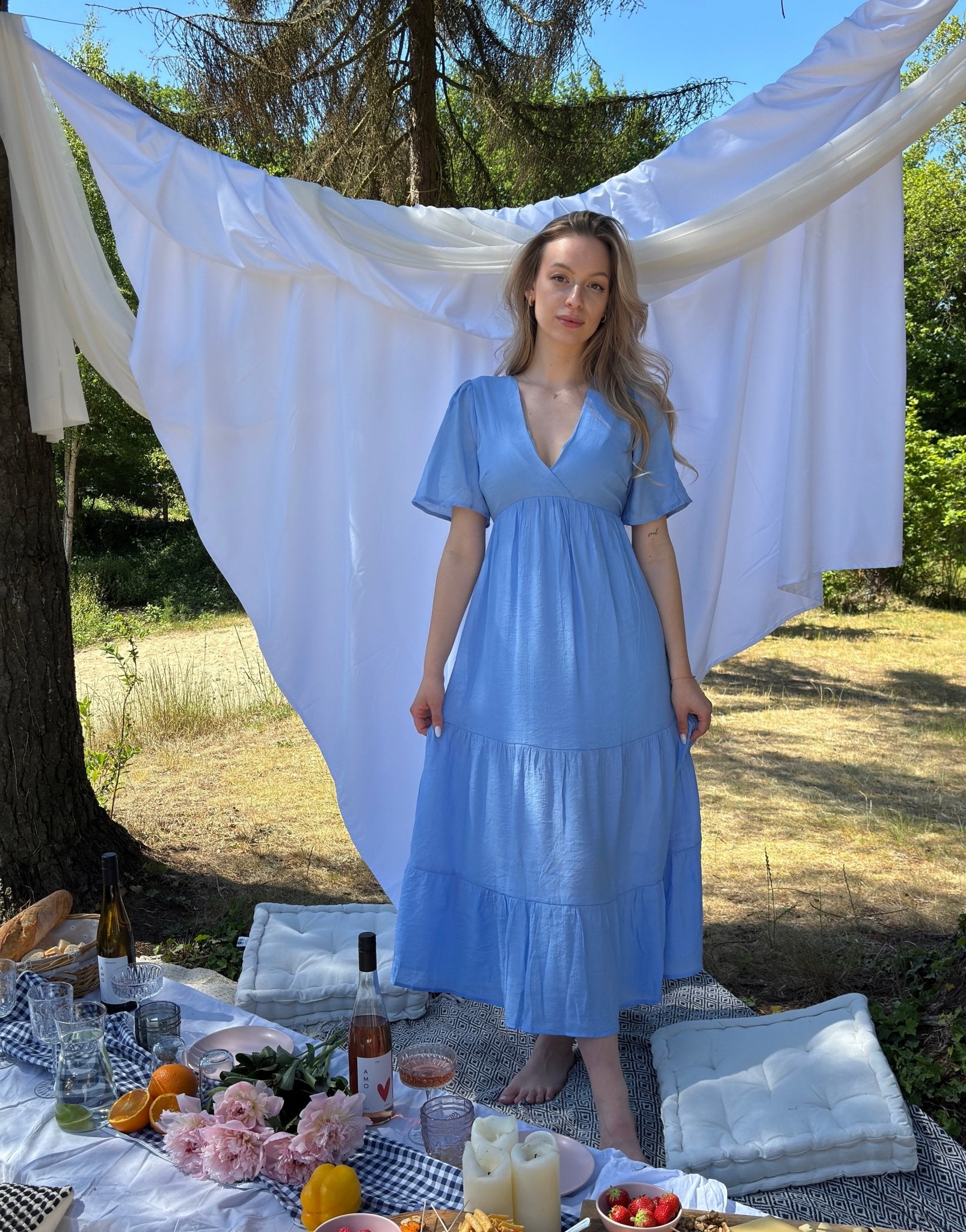 Gestuftes Maxikleid mit Unterkleid - Switch - Fashion