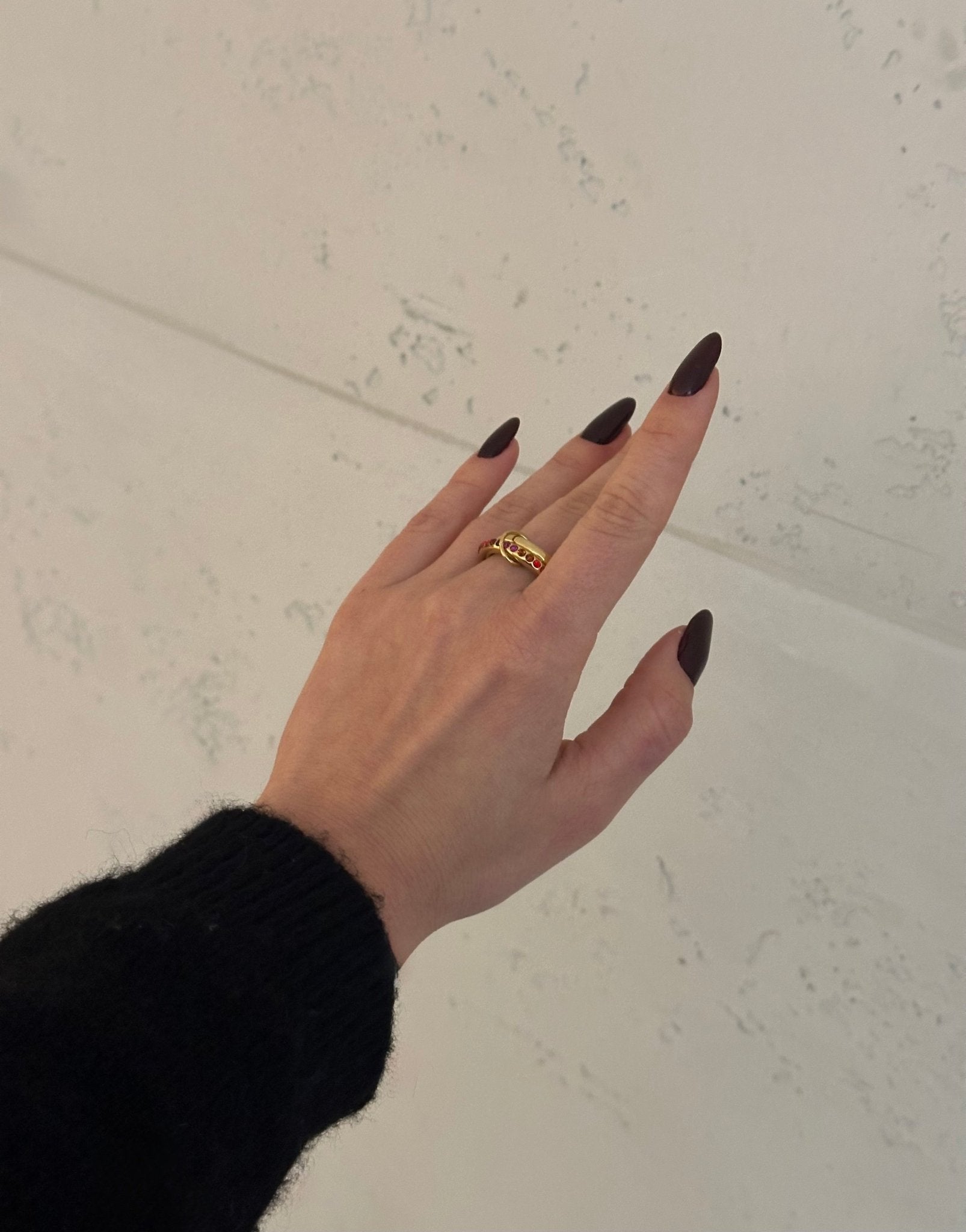 Goldener Zirkonia - Ring – Pinker Gradient & 2 - Layer Stack - Design - Switch - Fashion