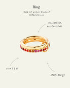 Goldener Zirkonia - Ring – Pinker Gradient & 2 - Layer Stack - Design - Switch - Fashion