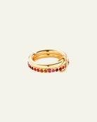 Goldener Zirkonia - Ring – Pinker Gradient & 2 - Layer Stack - Design - Switch - Fashion