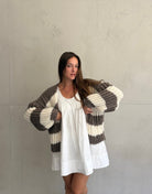 Grobgestrickter Cardigan mit Streifen - Switch-Fashion