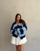 Grobgestrickter Cardigan mit Streifen - Switch-Fashion