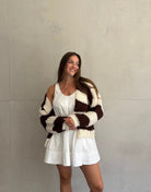Grobgestrickter Cardigan mit Streifen - Switch-Fashion