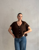 Grobstrick Pullunder mit Zopfmuster & Knopfleiste - Switch - Fashion