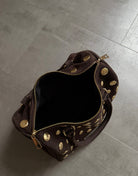 Große Leder - Handtasche mit Nieten – Braun - Switch - Fashion