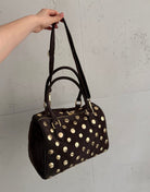 Große Leder - Handtasche mit Nieten – Braun - Switch - Fashion